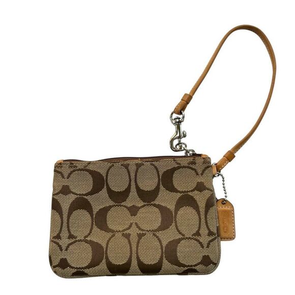 Coach Y2K Signature Brown Canvas & Leather Wristlet Pouch Bag - Picture 6 of 8